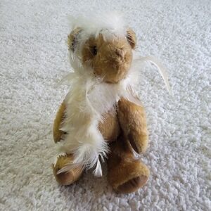 Vintage Silvestri Teddy Bear 11" Jointed Plush with Feather Boa Collectible